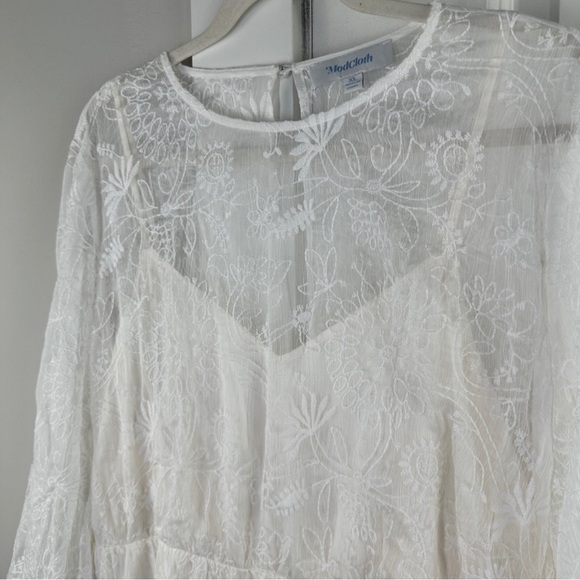 NWT ModCloth XL “Just the beginning” White Lace Maxi Wedding Bridal Dress - Picture 6 of 10